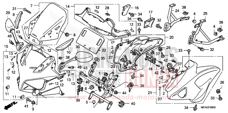 COWL for CBF1000 ABS PEARL NIGHTSTAR BLACK (NHA84) from 2010